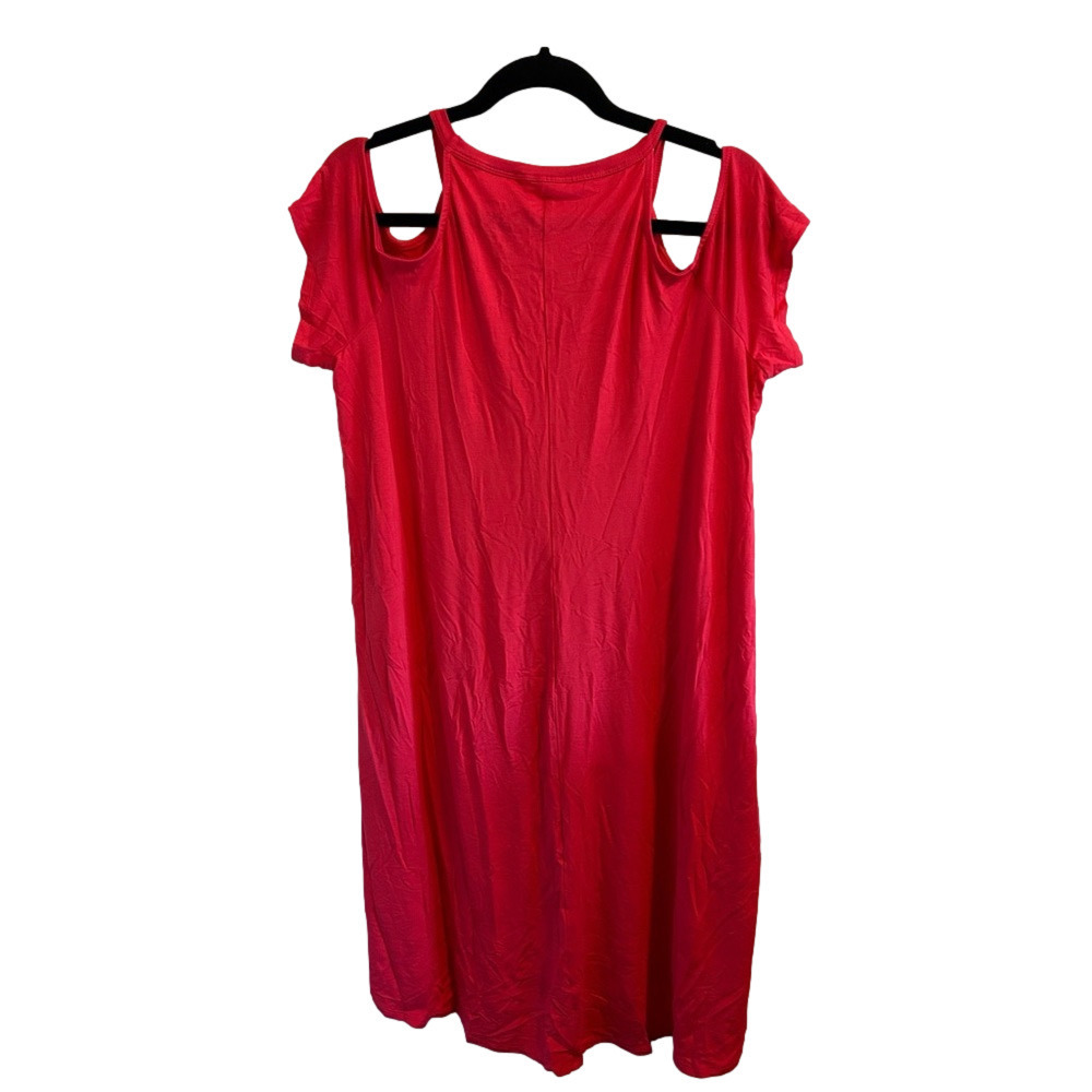 TORRID Super Soft Cold Shoulder Mini Dress‎ Bright Berry Red Sz 1X Vacation - Picture 13 of 14